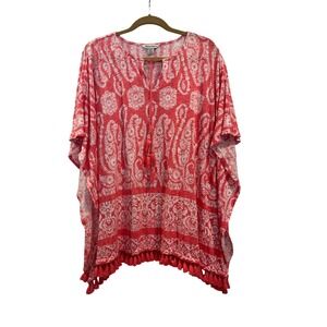 Small Tommy Bahama, bathing suit,‎ cover linen, pink coral floral cruise